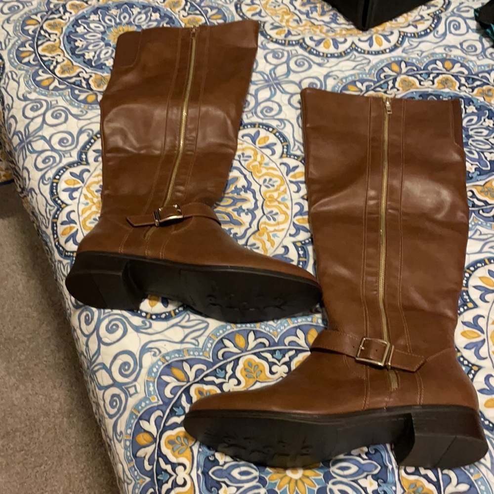 Long brown leather boots